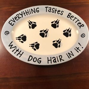 Our Name is Mud brand oval platter - paw prints